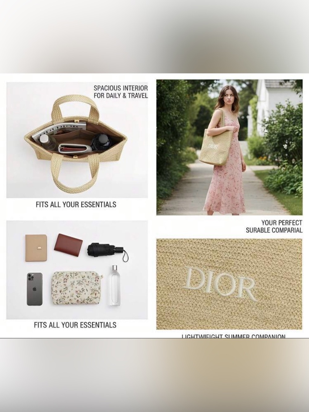 Christian Dior DIOR Woven Straw Tote Bag - Picture 4 of 5